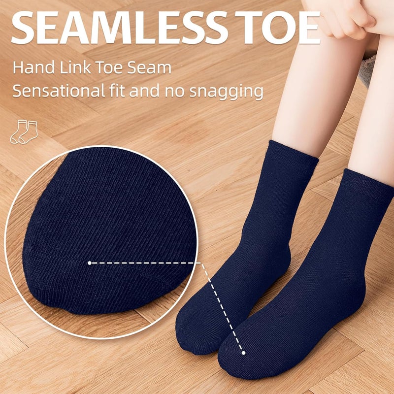 Lainlight Store 6 Pack Kids Socks Girls Socks for School Uniform Soft Cotton Seamless Toe Athletic Crew Socks - Image 4